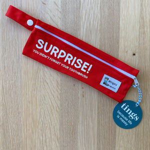 SURPRISE! You didn't forget your toothbrush (cutlery or toothbrush wet bag)