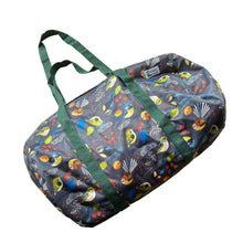 Load image into Gallery viewer, NZ Tiny Birds by Ellen G, green straps - Duffle Bag