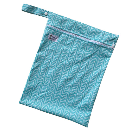 Aqua Herringbone (medium wet bag)