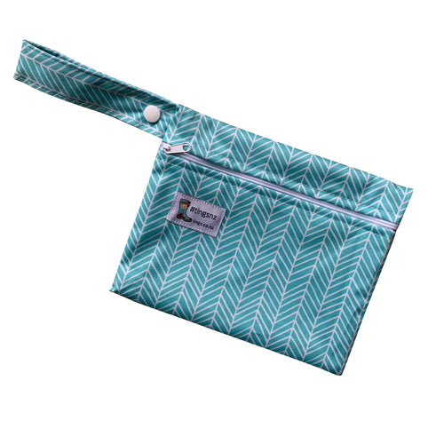 Aqua Herringbone (small wet bag)